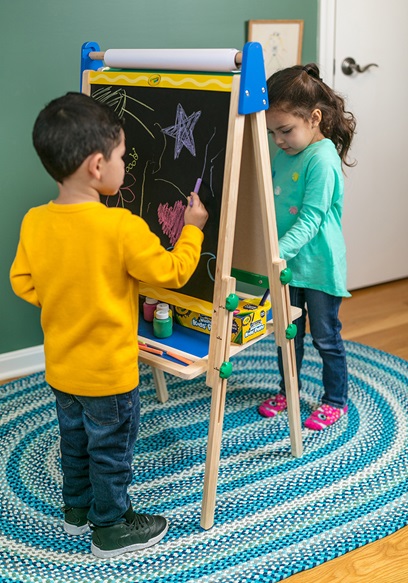 Crayola Kids Dual Sided Wooden Art Easel with Chalkboard and Dry